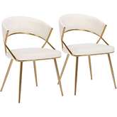 Jie Dining Chair in Gold Steel & Cream Velvet (Set of 2)